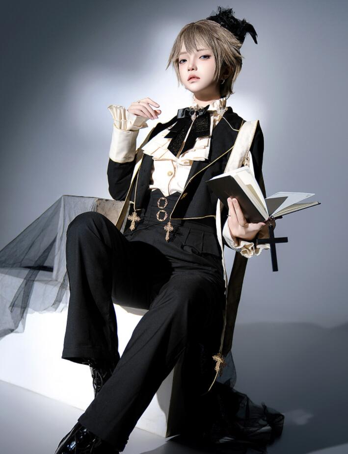 3点セット　/ロリータ ゴスロリ コスプレ ワンピース　メイド服 コスチューム 文化祭 学園祭 衣装 仮装 ハロウィン