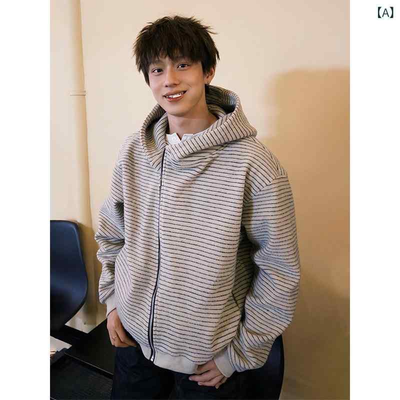 ファッション 春夏 秋冬 かっこいい オシャレ モテ 男性用 紳士服 服 韓国 シンプル 大人 　ヘビーウェイト　ストライプ