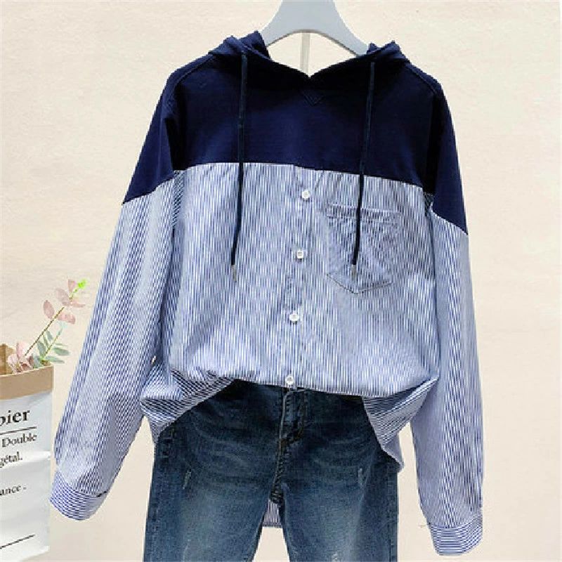 パーカー フード付き レディース 長袖 トップス 送料無料 ストライプ 切り替えパーカー 体型カバー カジュアル 大きいサ