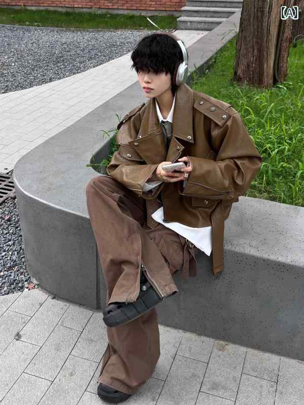 流行り物 春夏 秋冬 かっこいい オシャレ モテ 成人男性用 成人男性服  服 韓国 分かりやすい 成年者 アメリカン レトロ 赤銅色