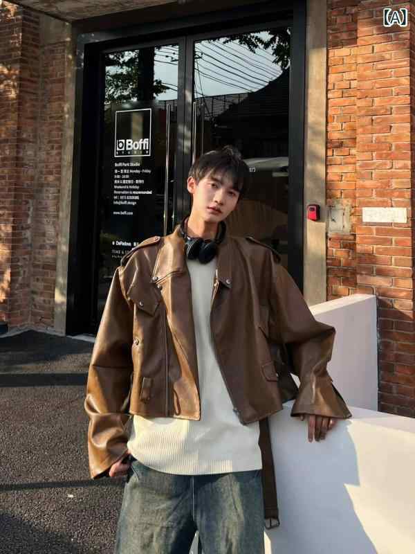 流行り物 春夏 秋冬 かっこいい オシャレ モテ 成人男性用 成人男性服  服 韓国 分かりやすい 成年者  赤銅色 肩 パッド 遊撃手