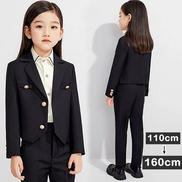 七五三 かわいい フォーマルスーツ パンツ ジャケット ブラック 女児スーツ キッズスーツ スーツ 入学式 小学生 女の子 スーツ