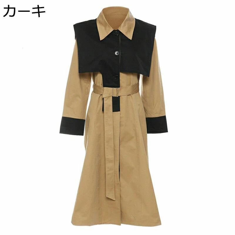 ビジネ 春秋冬 防風 裏地 軽量 薄手 春コート 着痩せ ダスターコート ロング丈 セーラー衿 不規則 スプリングコート レディース｜わくわくヘブンショップ