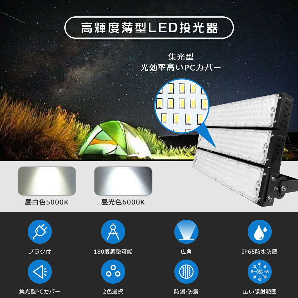 投光器 LED 屋外 9000W相当 180000LM 看板灯 屋内 広角120° 爆光LED