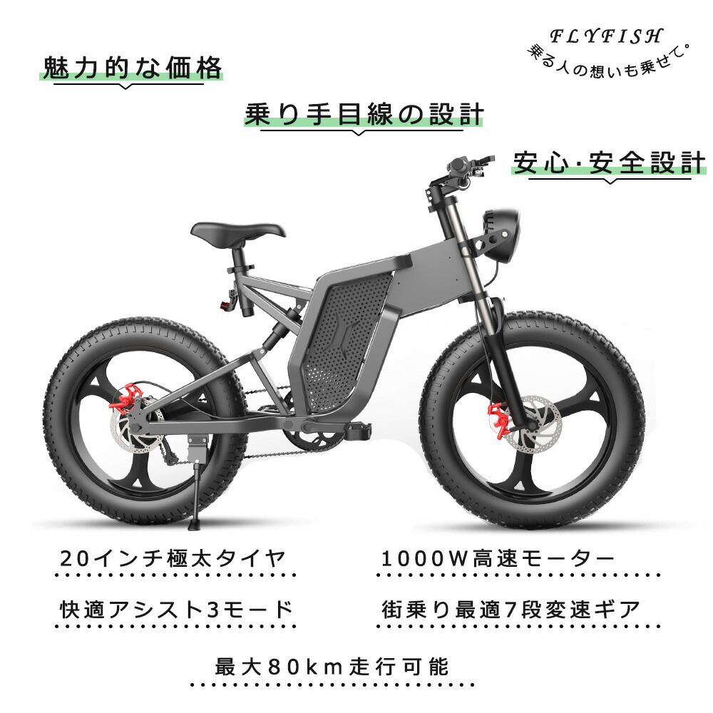 次世代新登場 MTB 20インチ アシスト電動自転車 ファットバイク1000Ｗ