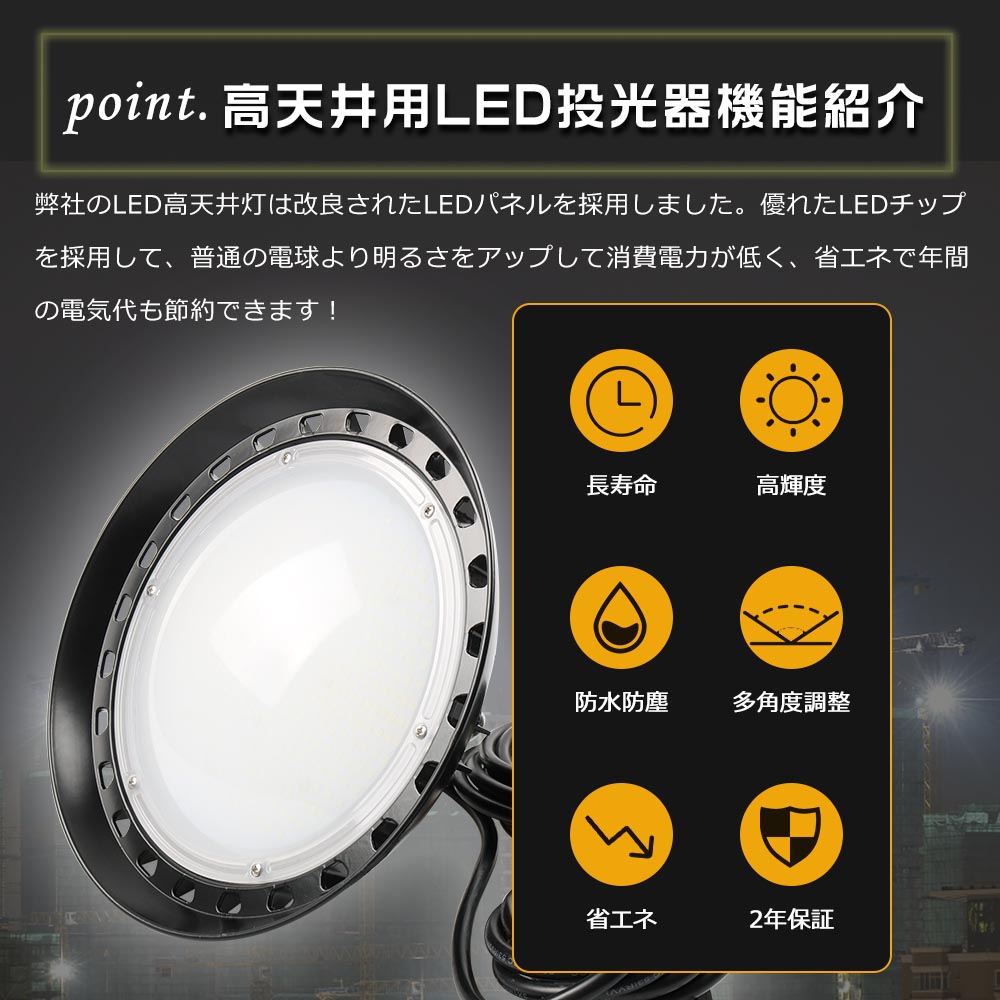 オンライン購入限定の-即納 100W LED投光器 8台 昼光色 6000k IP66