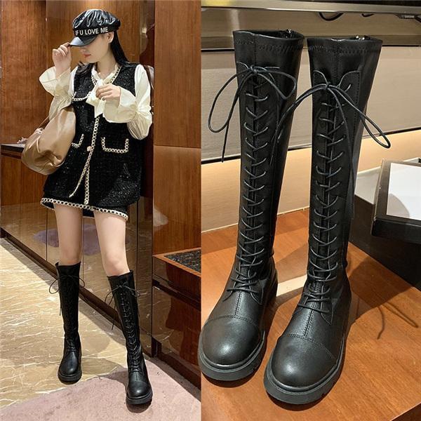再値下げしました‼️黒 オーバーニーブーツ サテンオーバーニーブーツ - ブラック - レディース | H&M JP