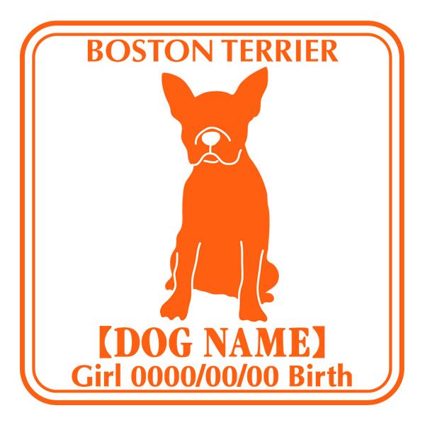 ボストンテリアお座り ステッカー カッコいい Eパターン 名前 グッズ カッコイイ 自動車 シルエット車 デカール シール オリジナル