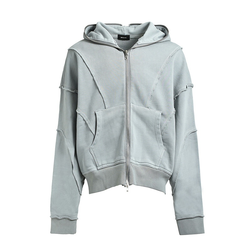 BREATH ブレス 汗水 トップス 長袖 フルジップ 男女兼用 FADE ZIP UP HOODIE -GREY-