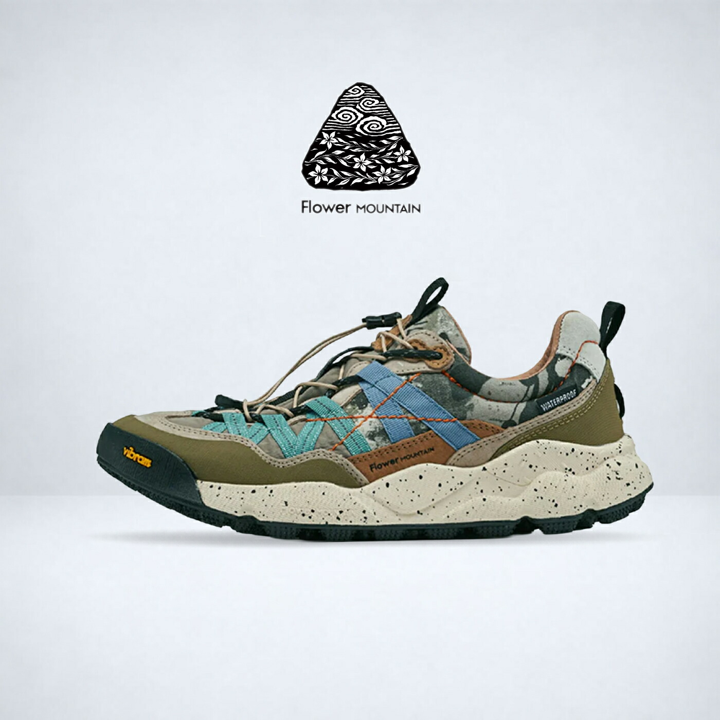 返品取り替えっこ貨物輸送無料 Flower MOUNTAIN 御花 山岳  IWANO2 イワノ2 ARMY GREEN / GRAY CAMO アーミーグリーン / 薄墨色 間鴨 靴 スニーカー シューズ メンズ レディース アウトドア トレッキング 雨合羽