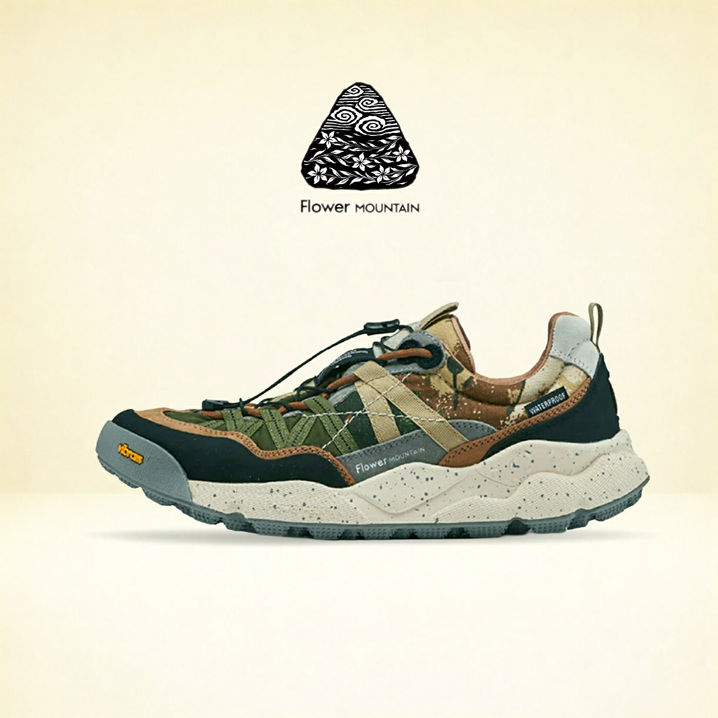 返品取り替えっこ貨物輸送無料 Flower MOUNTAIN 御花 山岳  IWANO2 イワノ2 ARMY BLACK / BEIGE CAMO 正規陸軍 黒いこと / ベージュ 間鴨 靴 スニーカー シューズ メンズ レディース アウトドア トレッキング 雨合羽