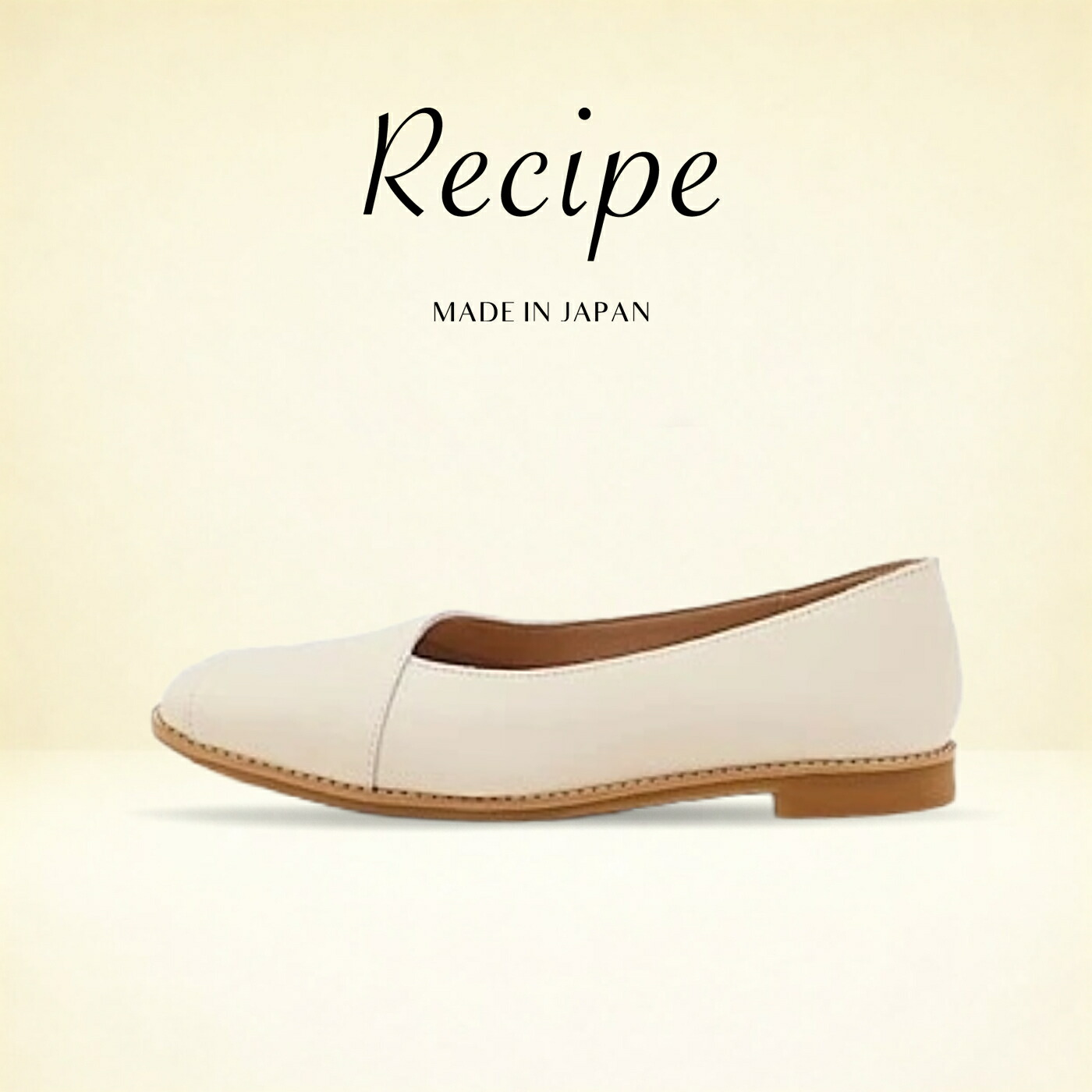 返品取り替えっこ貨物輸送無料 Recipe 処方せん RP-531 曲がったラインスクエアシューズ IV 象牙色 スリッポン スリップオン 靴 レディース 差し上げ物 差し上げ物