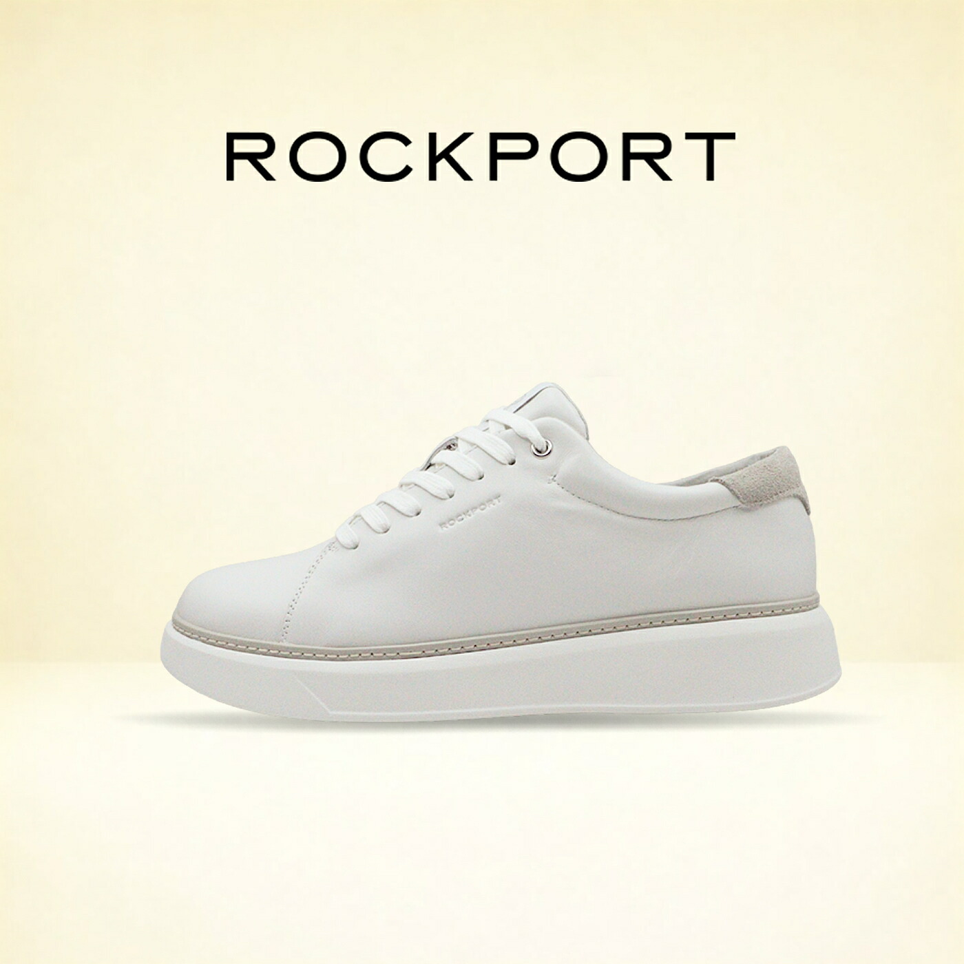 ☆7/30限定！ポイント最大29.5倍！要エントリー！！返品交換送料無料 ROCKPORT ロックポート QUINCY URBAN COURT クインシー アーバン コート スニーカー コートシューズ WHITE ホワイト ビジネス カジュアル 靴 シューズ レザー カウレザー メンズ｜alkaya works 13,090円