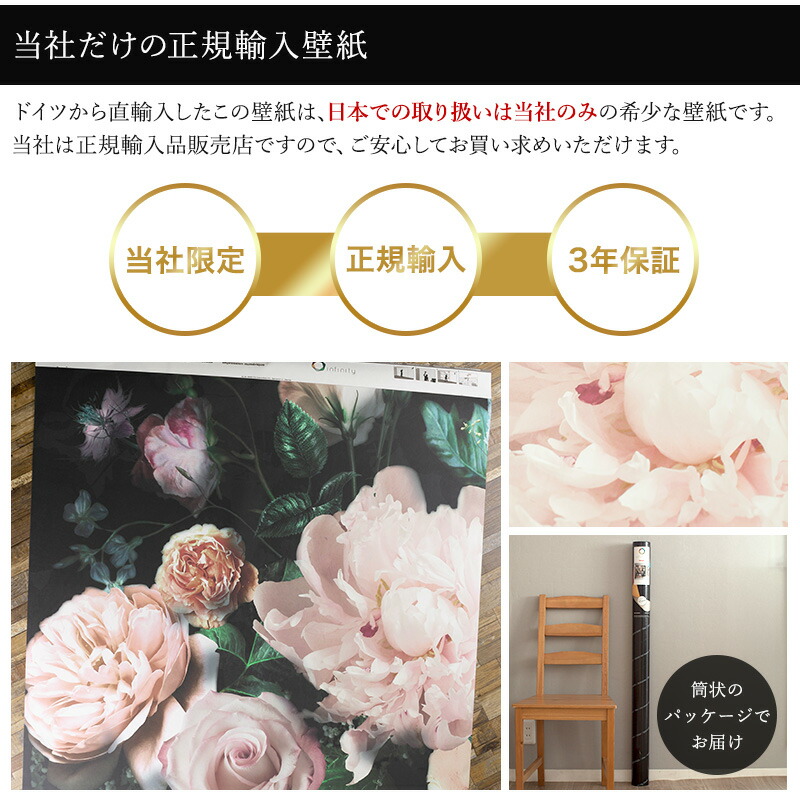 日本での取扱いは当社のみ 正規輸入代理店なのでご安心ください 店舗の内装や撮影のバックペーパーとしても使えるおしゃれな輸入壁紙です 花柄 輸入壁紙 海外 玄関 壁紙 薔薇 のり付き おしゃれ クロス 紙 内装 撮影 ドイツ製 補修 クロス 店舗 内装 リビング トイレ 日本での取扱いは当社のみ 正規輸入代理店なのでご安心ください 店舗の内装や撮影のバックペーパーとしても使えるおしゃれな輸入壁紙です 花柄 輸入壁紙 海外 玄関 壁紙 薔薇 のり付き おしゃれ クロス 紙 内装 撮影 ドイツ製 補修 クロス 店舗 内装 リビング トイレ