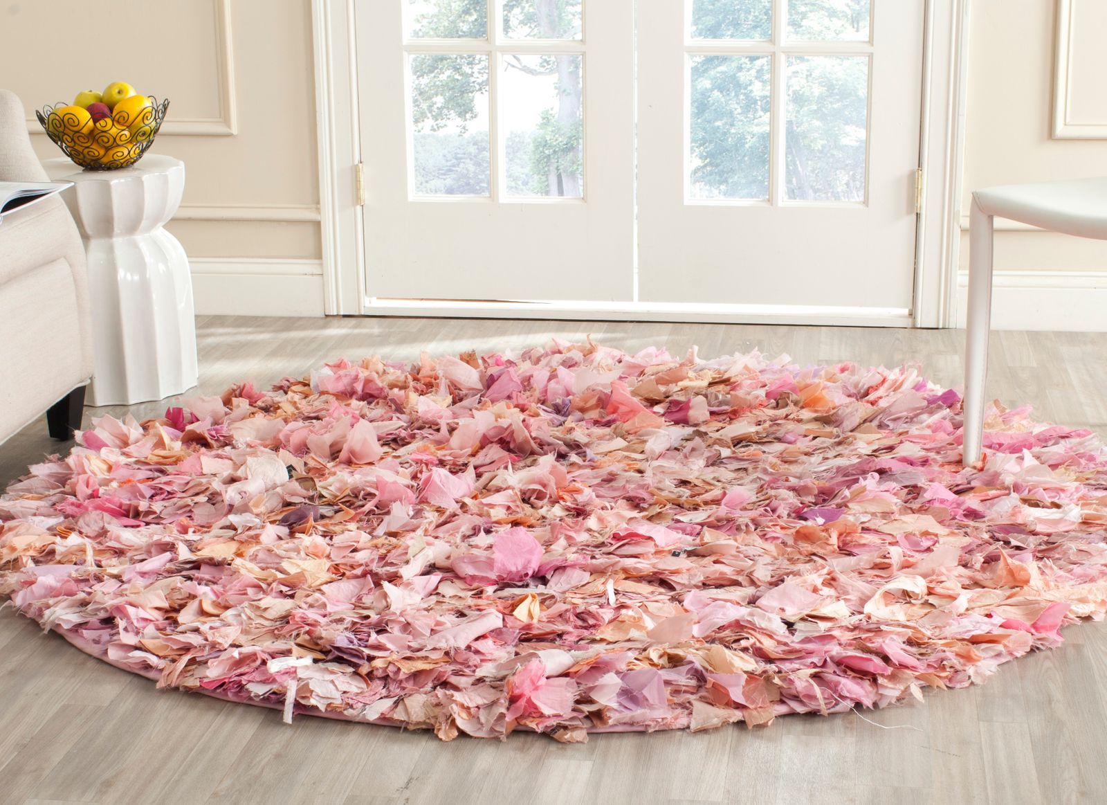 [RDY] [送料無料] Safavieh Rio Cassandra Confetti Polyester Shag Area Rug, Ivory/Pink, 4' x 4' Round [海外通販] | SAFAVIEH Rio Cassandra Confetti Polyester Shag Area Rug, Ivory/Pink, 4' x 4' Round