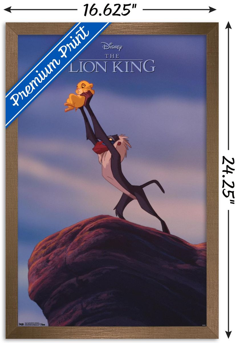 送料無料 Disney 14 725 22 375 1994 Framed King Lion Poster Pride Rock The Wall X 海外通販 商い The