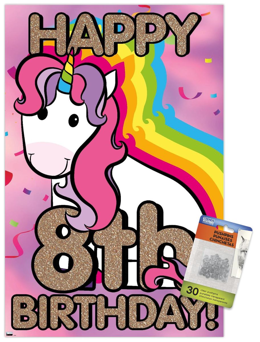 Sale 79 Off 送料無料 Ellie Ripberger Unicorn Happy 8th Birthday Wall Poster With Pushpins 14 725 X 22 375 海外通販 22 375 Fortezza Com Co