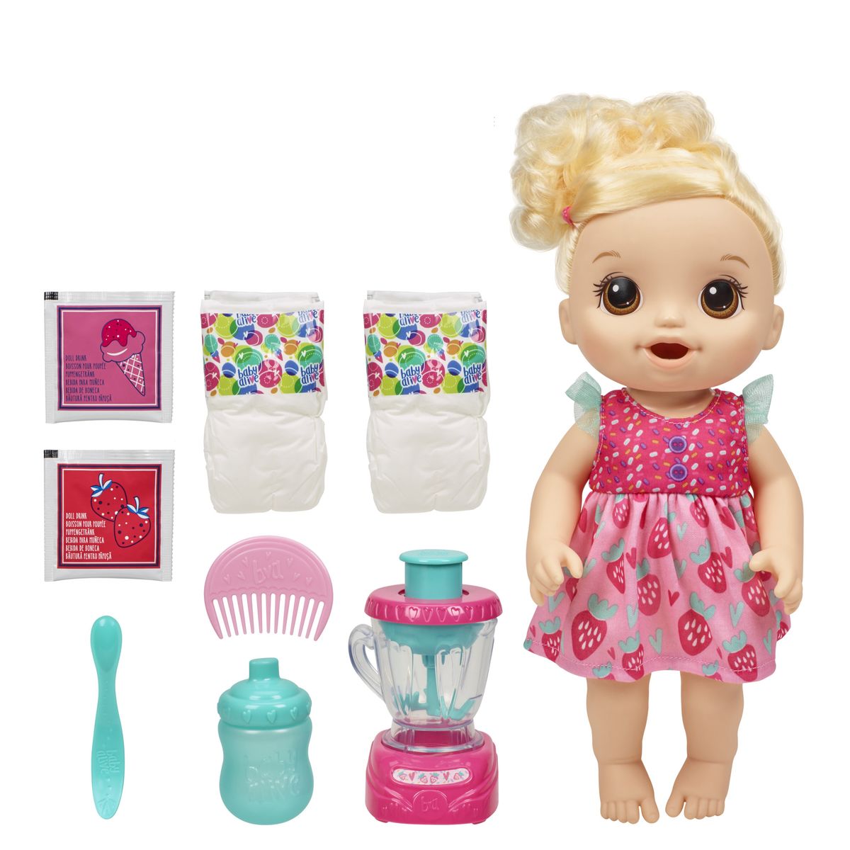[RDY] [貨物輸送無料] Baby Alive Magical Mixer Baby Doll Strawberry Shake with Blender Drink, Wets, Eats [外国で通信販売] | Baby Alive Magical Mixer Baby Doll Strawberry Shake with Blender Drinks, Wets, Eats