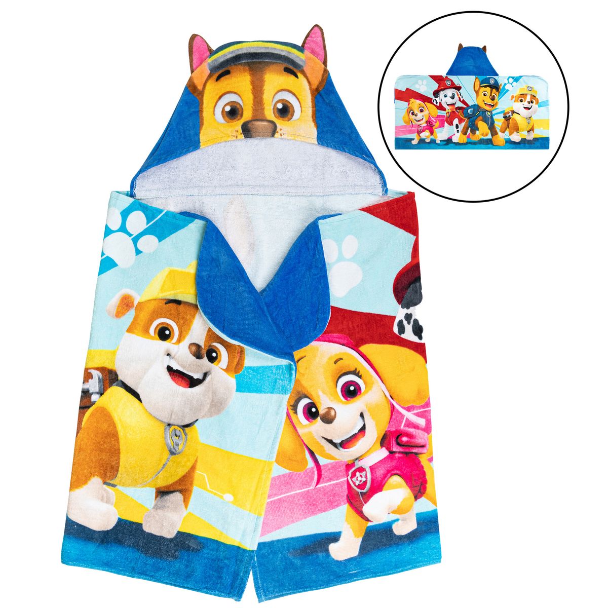 [RDY] [貨物輸送無料] PAW Patrol キッズチェイスフード付き添い人二階建てバス西洋手ぬぐい、綿織物、青色、ニコロデオン [外国で通信販売] | PAW Patrol Kids Chase Hooded Bath Towel, Cotton, Blue, Nickelodeon