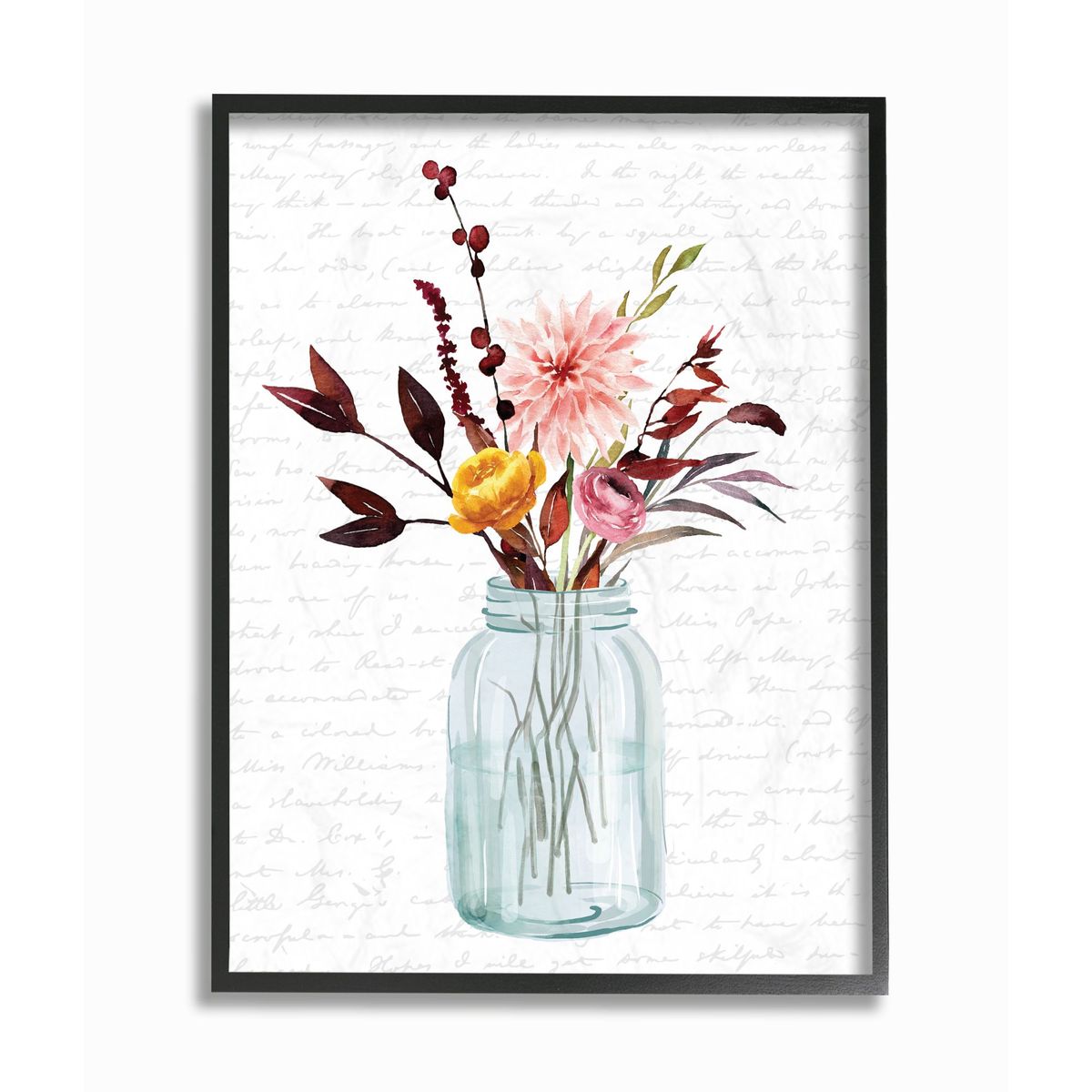 [RDY] [送料無料] Stupell Industries Jar Of Flowers Autumn Red Fall Seasonal Design Framed Wall Art by Lettered and Lined [海外通販] | Stupell Industries Jar Of Flowers Autumn Red Fall Seasonal Design Framed Wall Art by Lettered and Line