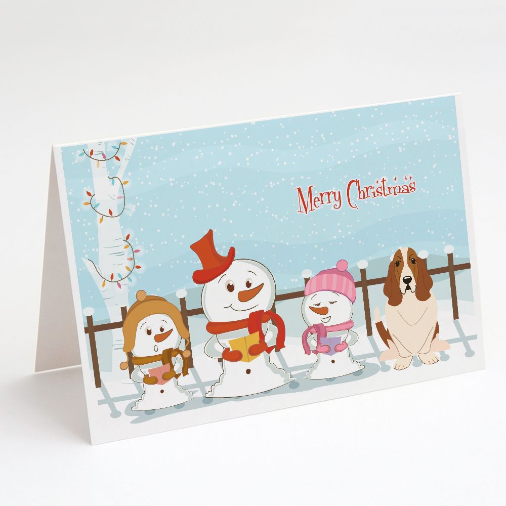[送料無料] Caroline's Treasures Merry Christmas Carolers Basset Hound Christmas Greeting Cards with Envelopes, 5\