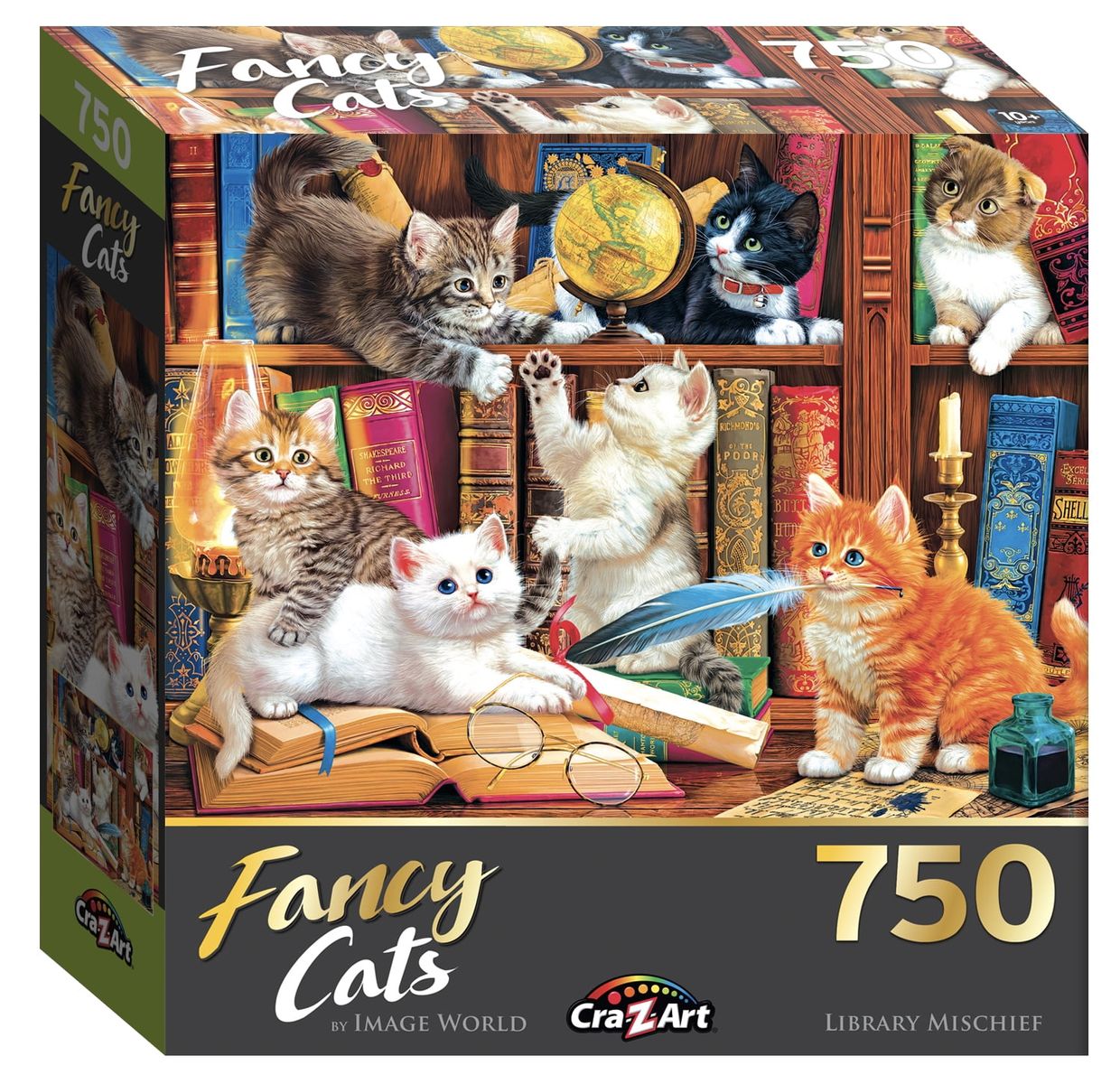 [RDY] [送料無料] ファンシー・キャッツ 750ピースジグソーパズル - 図書館のいたずら [楽天海外通販] | Fancy Cats 750 Piece Jigsaw Puzzle - Library Mischief画像