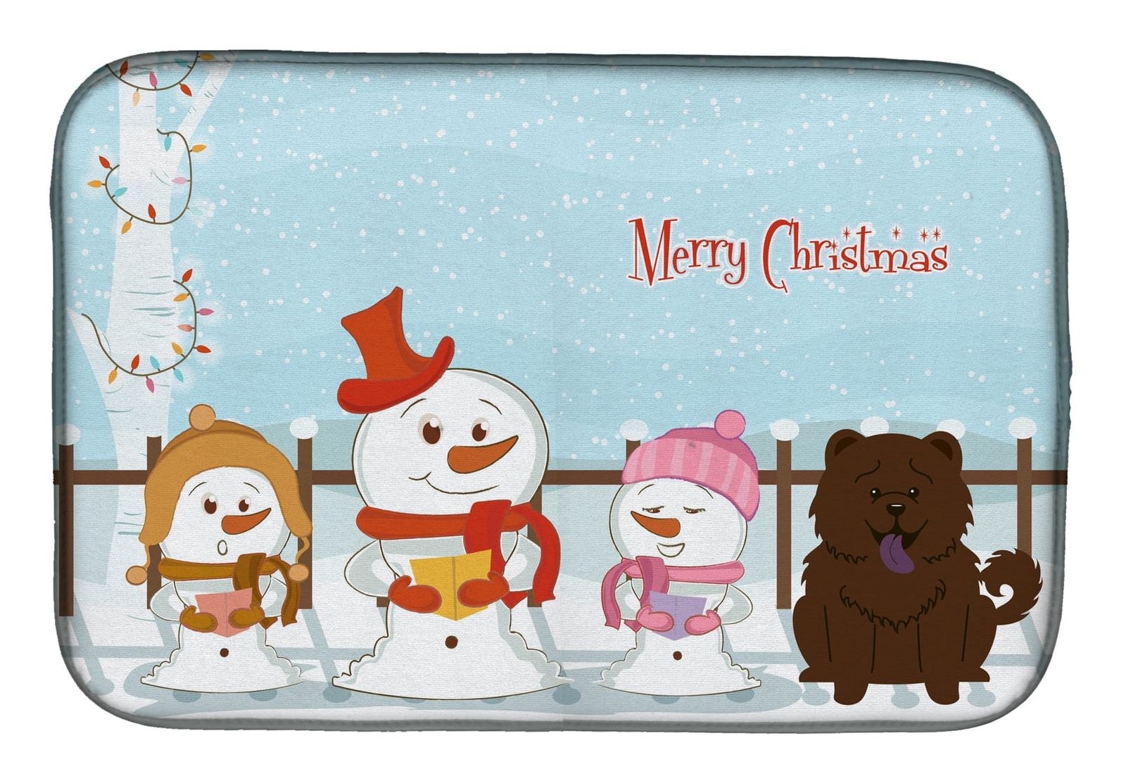 [RDY] [貨物輸送無料] メリー・クリスマス・キャロラーズ・チャウチャウ・チョコレート食器かわき切るつや消し [外国で通信販売] | Merry Christmas Carolers Chow Chow Chocolate Dish Drying Mat