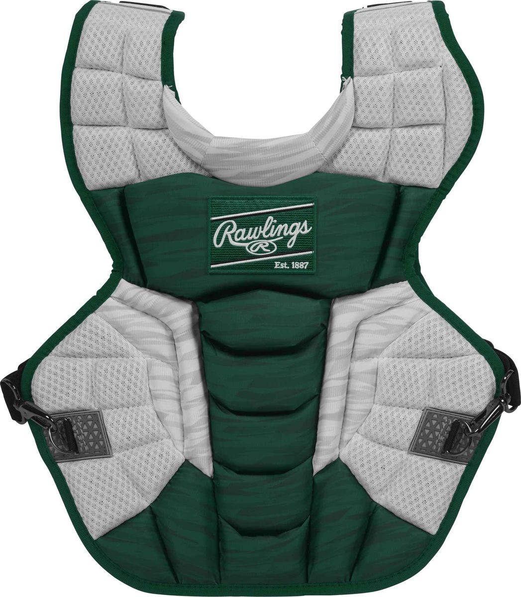 [RDY] [貨物輸送無料] Rawlings ベロベースボール 中級者用チェストプロテクター｜まっ黒い緑であること/白いこと｜中級者用 [外国で通信販売] | Rawlings Velo Baseball Intermediate Chest Protector | Dark Green/White | Inte