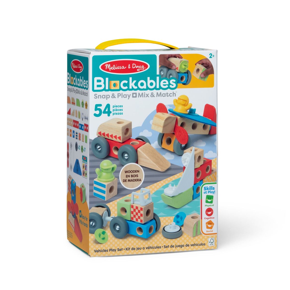 [RDY] [送料無料] Melissa & Doug Blockables・・ 車スナップ アンド プレイ、ミックス アンド マッチ接続可能な木製ビルディング ブロック再生セットおもちゃ幼児男の子と女の子のため (54 個) [