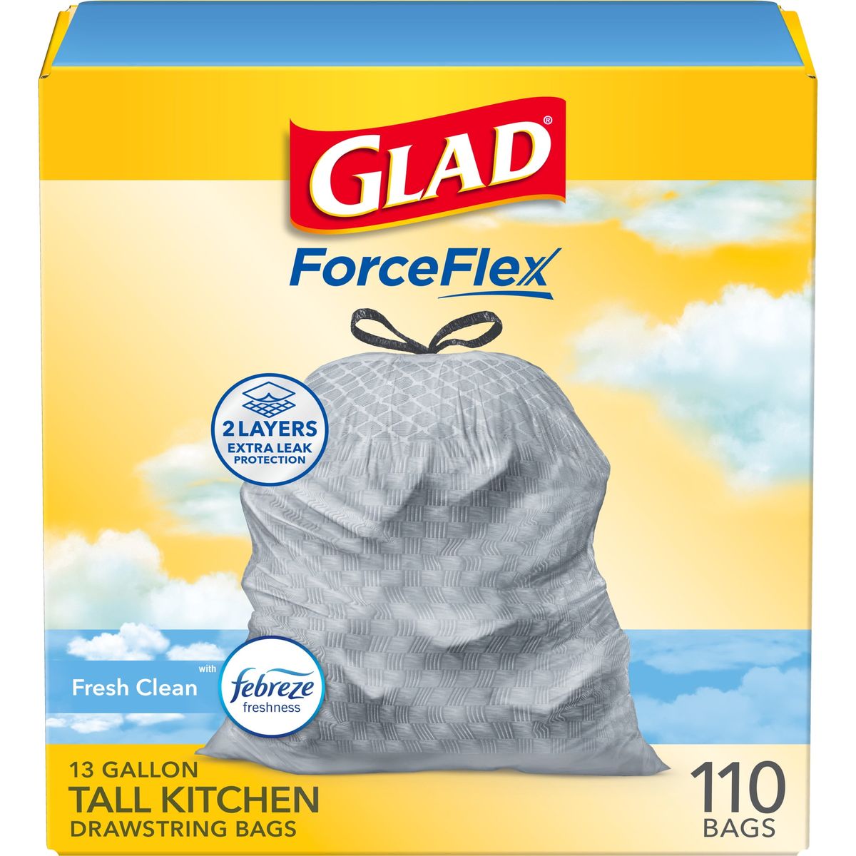 [RDY] [貨物輸送無料] Glad フォースフレックス合切袋ゴミ袋、13gal、生新しい・嚠喨たる、110枚入り口・入口 [外国で通信販売] | Glad ForceFlex Drawstring Trash Bags, 13 Gallon, Fresh Clean, 110 Count