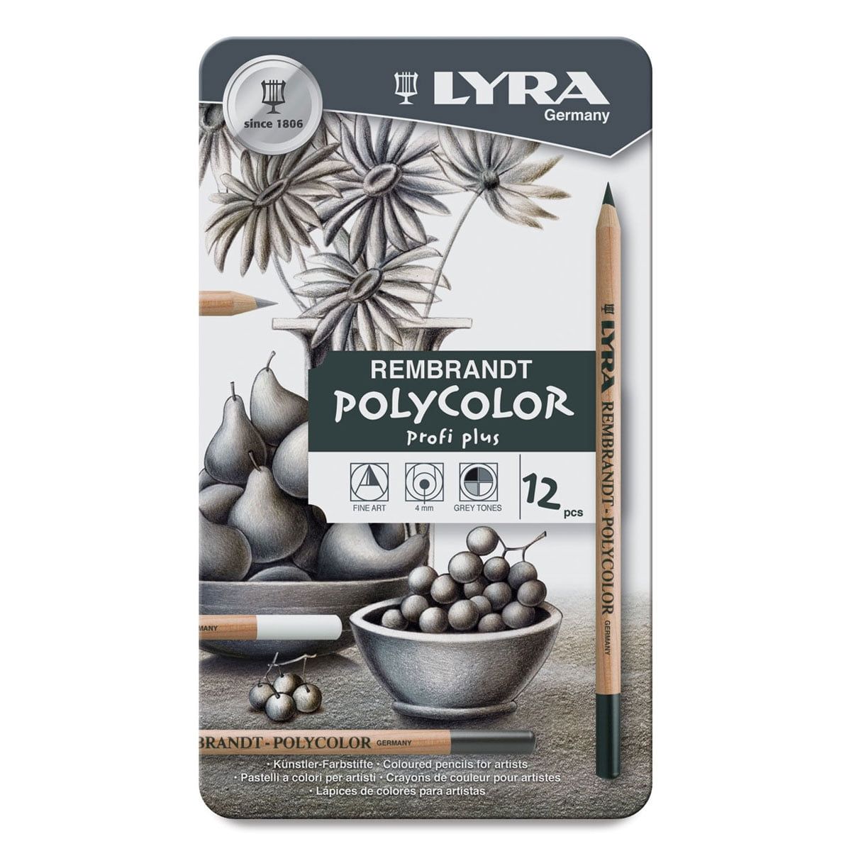 [RDY] [貨物輸送無料] LYRA レンブラント ポリカラーペンシルセット 黒いこと、白いこと、薄墨色 12本仕掛ける [外国で通信販売] | Lyra Rembrandt Polycolor Pencil Set, Black, White \u0026 Gray Tones Set, 12-Pieces