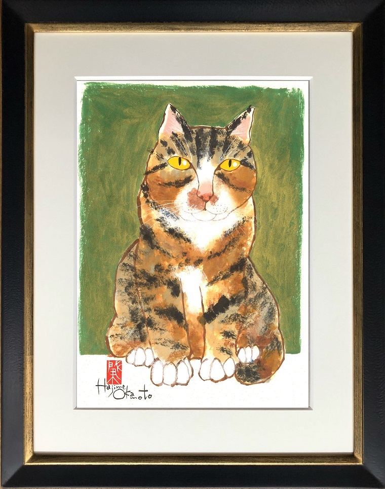 額縁付きの墨絵（壁掛けタイプ） 楽天市場】猫の肖像 太子額付(18)【送料無料】 岡本 肇 手描き