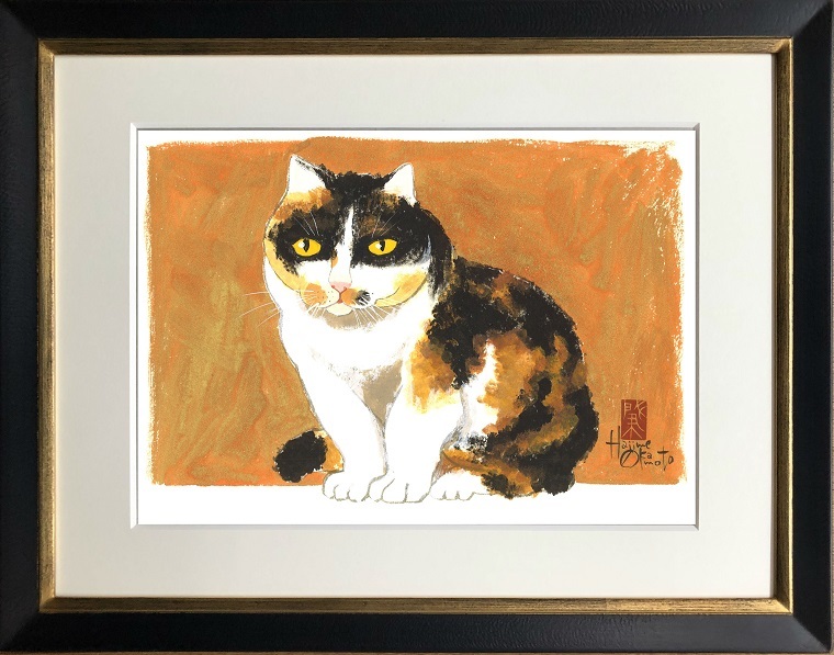 猫の肖像 太子額付 12 送料無料 岡本 肇 手描き作品 絵画 水墨画 作家オフィス 和味文化研究所 直営店 アート インテリア 壁掛け 壁飾り 装飾 額縁 ネコ ねこ 猫 動物 プレゼント ギフト 直筆作品 額入り猫好きさんにも納得の作品 癒し感タップリ プレゼントにもお勧め