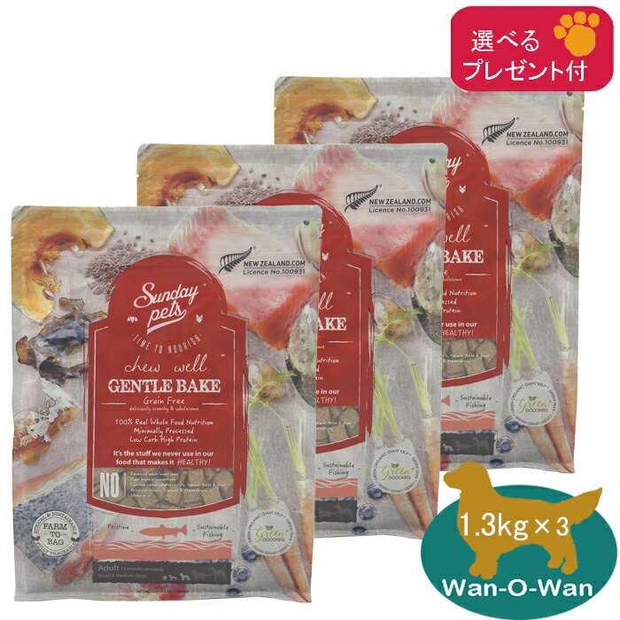 (5%OFF クーポン券有)サンデーペッツ (ジェントルベイク)グレインフリー・ 第一人者年魚 with トライプ 1.3kg×3 (選べる差し上げ物付)【決まり品】   禾穀類不当て嵌める グレインフリー 成犬 ドッグフード 取り入れる栄養物食 ビーフトライプ 成年者 ドッグフード・サプリメント-ペット・ペットグッズ