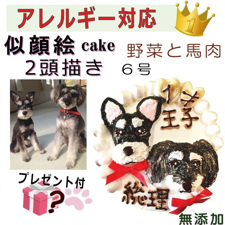 犬用の 似顔絵ドッグケーキ を立体に 2頭描き 野菜と馬肉 生地 6号 誕生日に無添加で安心人気 バースデー 名前入れ おやつ お祝い オリジナル 記念 口コミ セット かわいい 小型犬 えさ ごはん ドッグ フード 帝塚山 Wanbana あの時の写真 この子たちの笑顔 その瞬間を