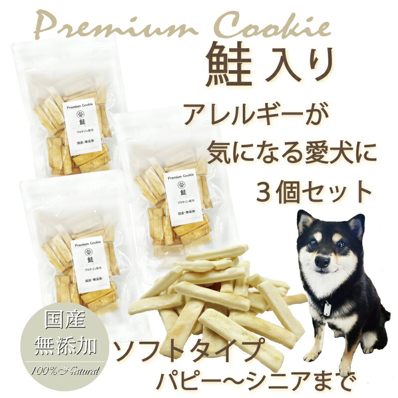 本物新品保証 犬 おやつ 無添加 プレミアム 鮭クッキー3個セット プロテイン入り 国産 手作り トリーツ ドッグフード 人気 プレゼント 帝塚山wanbana Toyama Nozai Co Jp