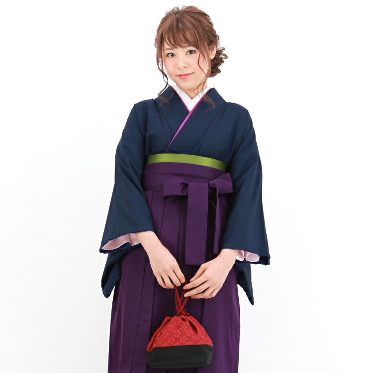 【4/4 20:00～4/10 1:59までポイント10倍】袴 レンタル 先生 卒業式 女 フルセット 先生 色無地 袴セット 女性 教員 卒業式袴セット着物＆袴 フルセットレンタル 安い 教師 「紺の色無地」