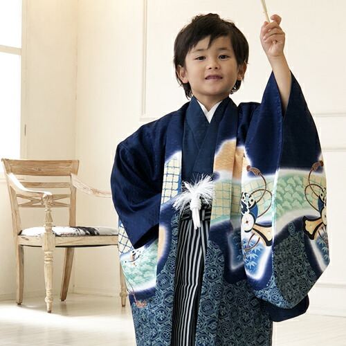 コンビニ受取対応商品】 3歳から小さめ5歳♡七五三 男の子 青系 兜 龍