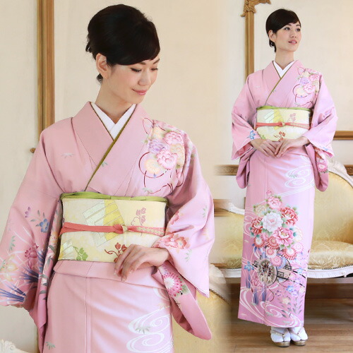 訪問着 レンタル 30代 和服 フルセット 結婚式 代 披露宴 入学式 卒業式 入園式 卒園式 お茶会 ピンク 紫 レンタル 訪問着 レンタル 19点フルコーディネートレンタルセット ピンク地に花車と水流 結婚式 入学式 七五三 ママ 代 30代 40代 消費税込み 着物