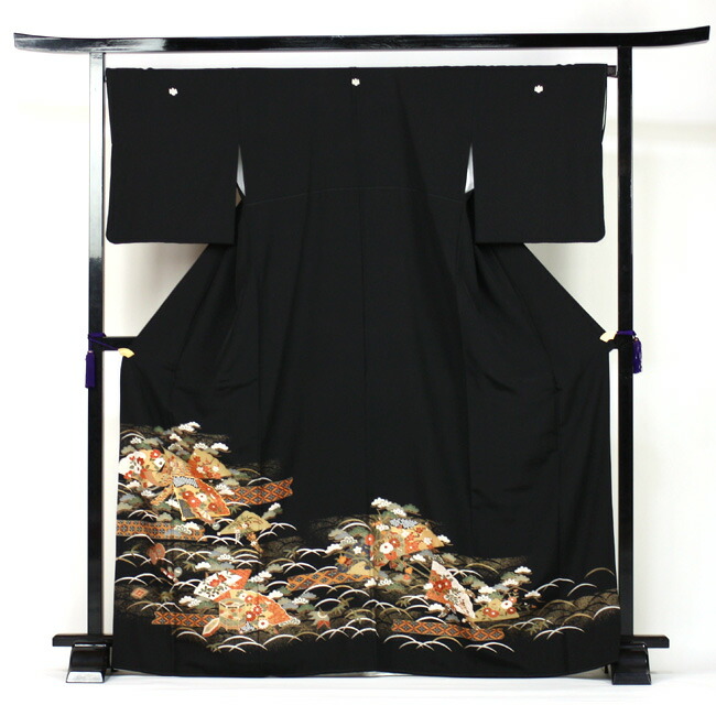 楽天市場】黒留袖 着物 正絹 フルセット 五三桐 丸なし 家紋入り 小物