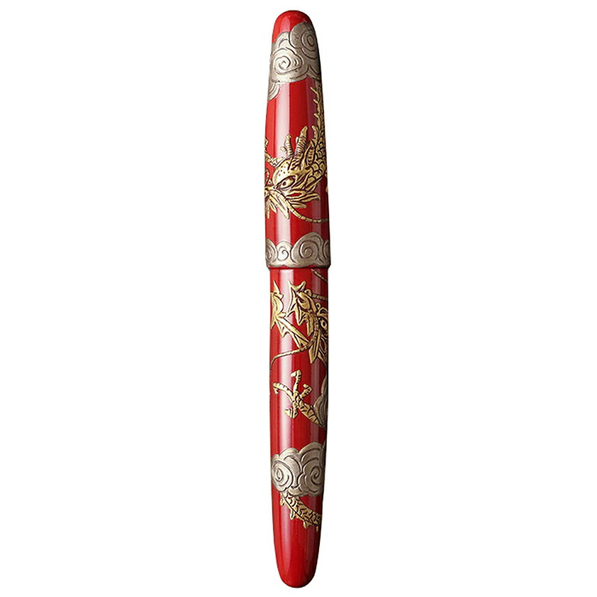 ワンチャー「ドリームペン/夢万年筆」琉球漆 堆錦・双竜・朱【WANCHER ブランド 正規品 保証 オリジナル 渓流 18金 ペン先職人 TheNibShaper 長原幸夫 筆記具 文具 伝統工芸 アート ギフト プレゼント メディア テレビ東京 ガイアの夜明け ラジオ 雑誌 趣味の文具箱 Forbes】