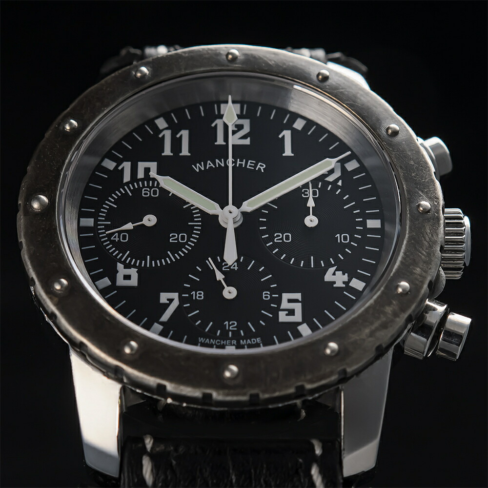 楽天市場】ワンチャー 手巻き 機械式 クロノグラフ「WANCHER