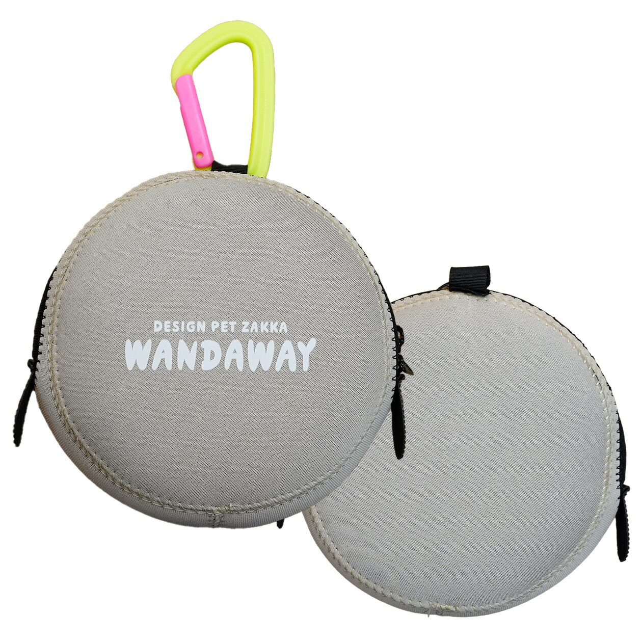 【WANDAWAY】消臭マナーポーチ・サークル（ベージュ）コロンと丸い軽量・防水ウェットスーツ素材のうんち入れ