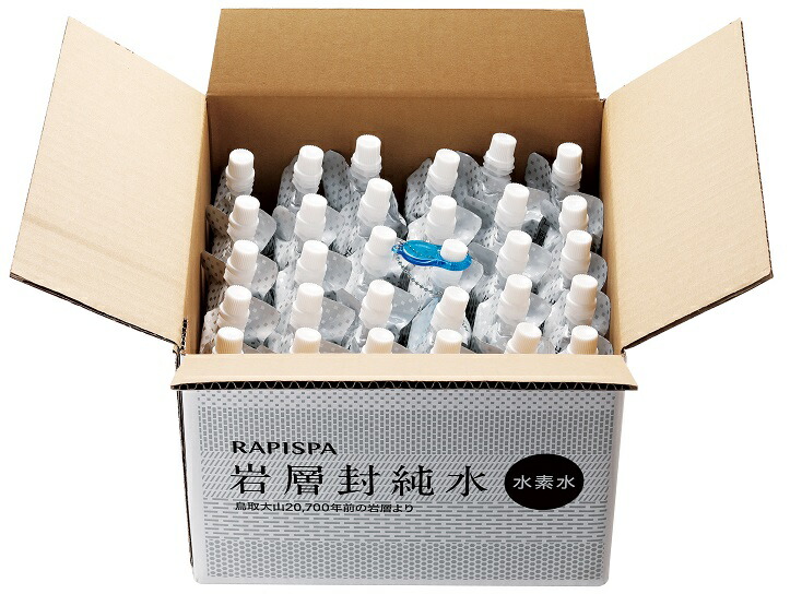 鳥取県・大山の温泉水 岩層封純水 水素水 RAPISPA 飲みきりスリムボトル180ml×30本入り：ワンフー店