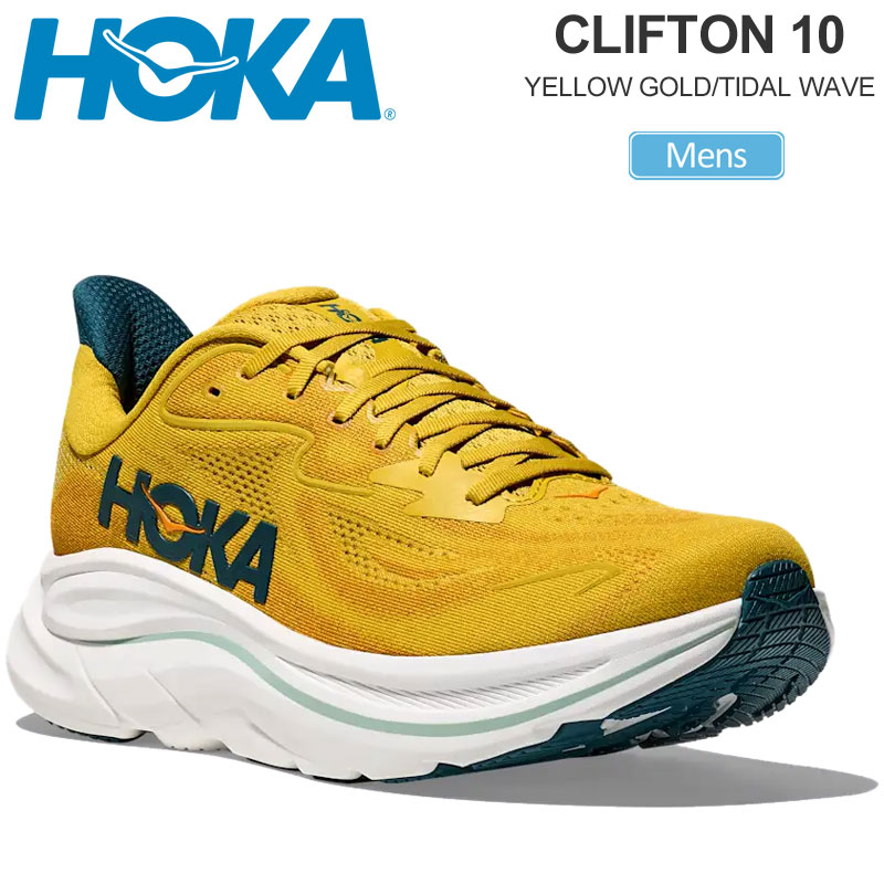 ホカ HOKA ランニングシューズ 厚底 メンズ クリフトン10 CLIFTON 10 イエローゴールド/ティダルウェーブ 1162030-YDT 2026SS snk【靴】2604wann｜wanna do 14,850円