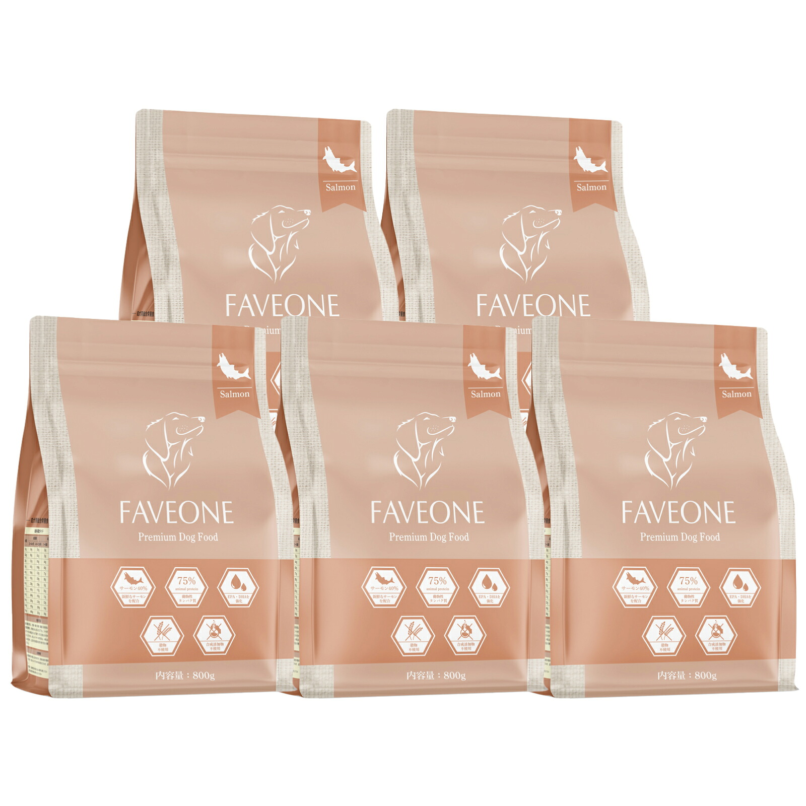 ＼最大20%OFFクーポン配布中／【公式】 【5個セット】 フェイヴワン FAVEONE ドッグフード 全犬種用 サーモン 高タンパク ヒューマングレード グルテンフリー グレインフリー 筋肉 関節ケア 皮膚 腸内フローラ 毛並み 食いつき ペット おすすめ 送料無料
