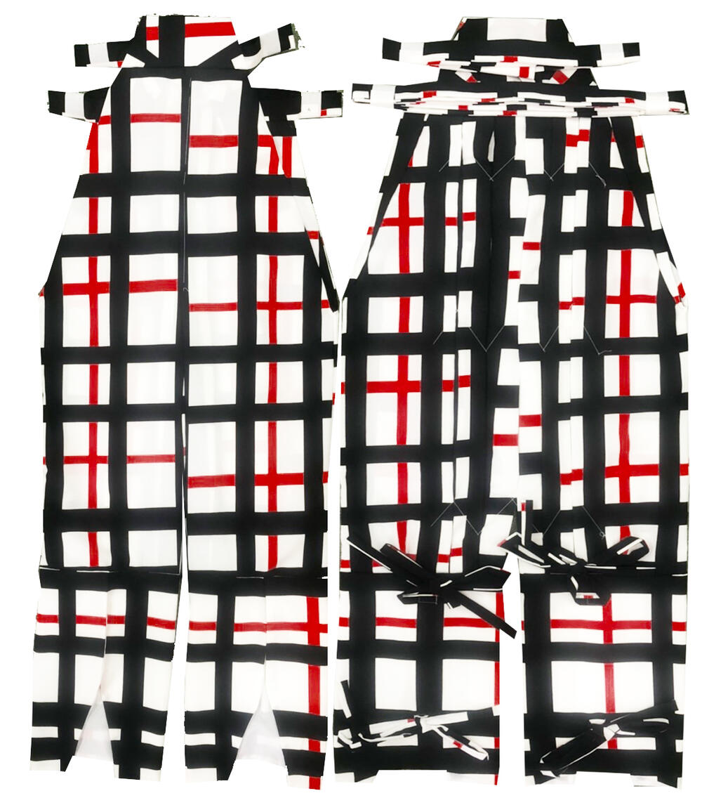 たっつけ袴 白 黒 格子 南京玉すだれ 手古舞 袴 S8715 仕立上がり 大道芸 南京玉簾 日本舞踊 時代劇 演劇 お取り寄せ商品 超爆安