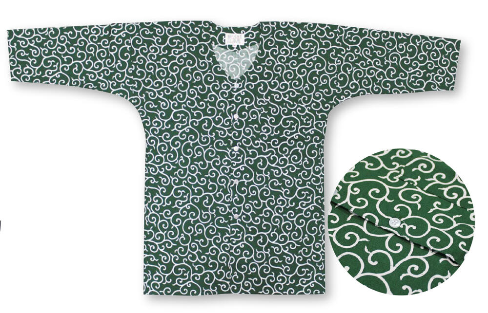 楽天市場】【メール便送料込】定番の緑：唐草鯉口シャツ大人 : 和の