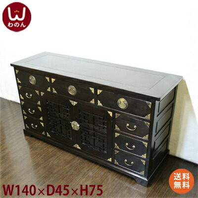 楽天市場】(2引出し+花の彫刻観音扉 キャビネット W84 D40 H74