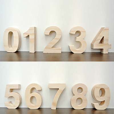 Wood Numbers in The Arial Font 